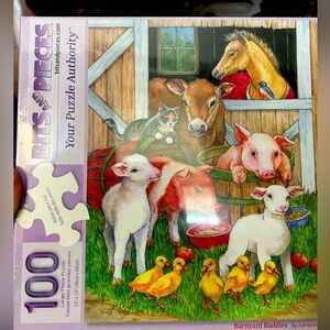 NIB Sealed. Bits& Pieces 100 pc Large Size Family Jigsaw Puzzle Barnyard Buddies